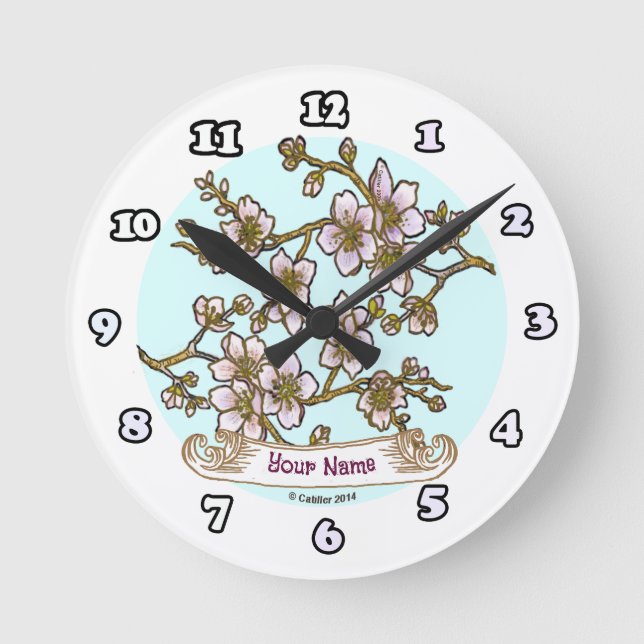 Cherry Blossoms  Round Clock (Front)