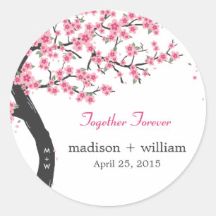 Cherry Blossoms Round Favour Sticker