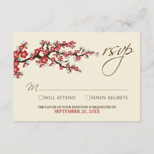 Cherry Blossoms RSVP Card (cranberry)