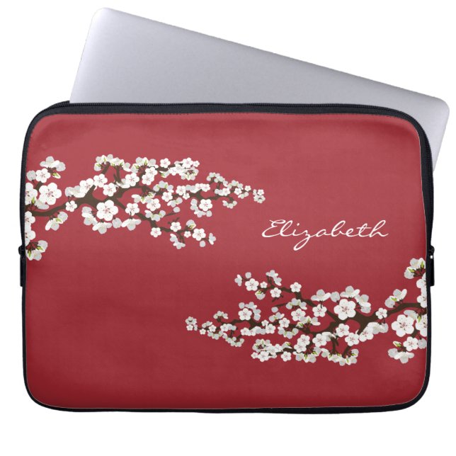Cherry Blossoms Sakura Laptop Sleeve (red) (Front)