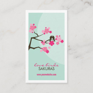 Cherry Blossoms Sakura Love Birds Profile Card