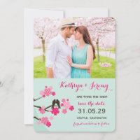 Cherry Blossoms Sakura Love Birds Save The Date