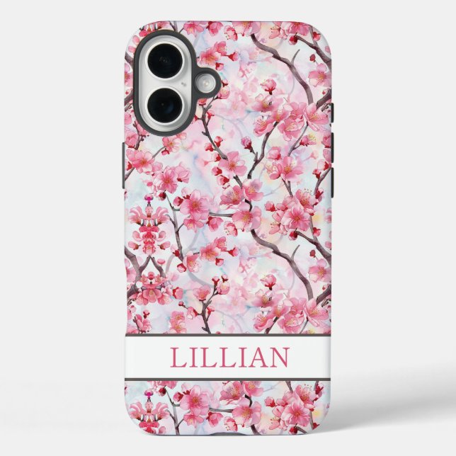 Cherry Blossoms Sakura Monogrammed Case-Mate iPhone Case (Back)