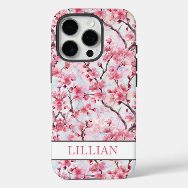 Cherry Blossoms Sakura Monogrammed Case-Mate iPhone Case (Back)