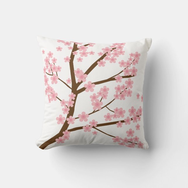 Cherry Blossoms Sakura Tree Spring Cute Pink Throw Pillow (Front)