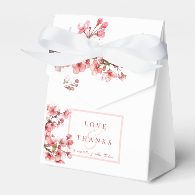 Cherry Blossoms Spring Summer Wedding Favor Box (Front Side)