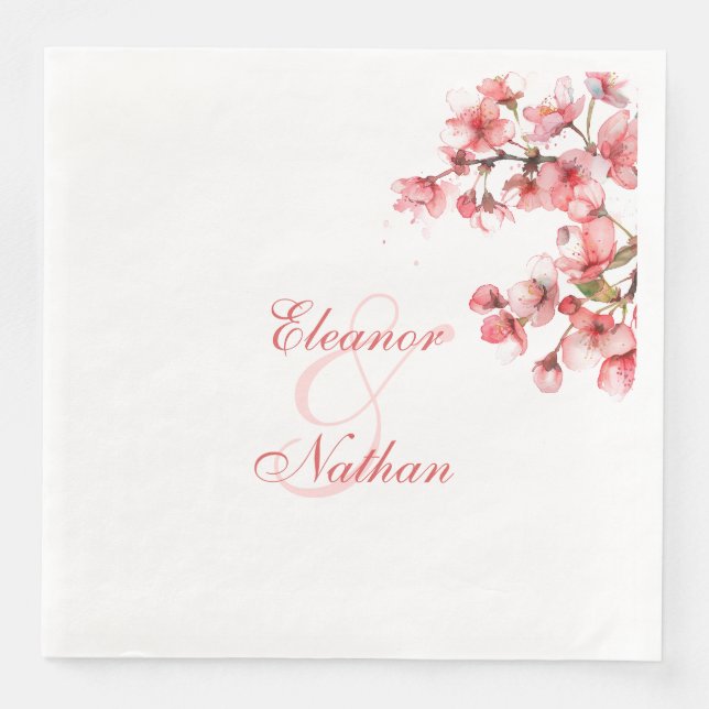 Cherry Blossoms Spring Wedding Napkin (Front)