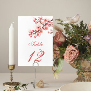 Cherry Blossoms Spring Wedding  Table Number