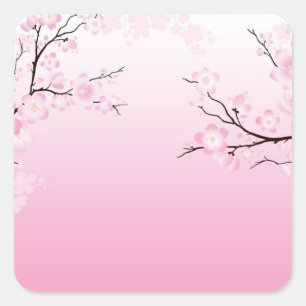 Cherry Blossoms Square Sticker