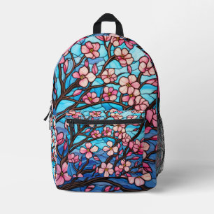 Cherry Blossoms Stained Glass Look Printed Backpack
