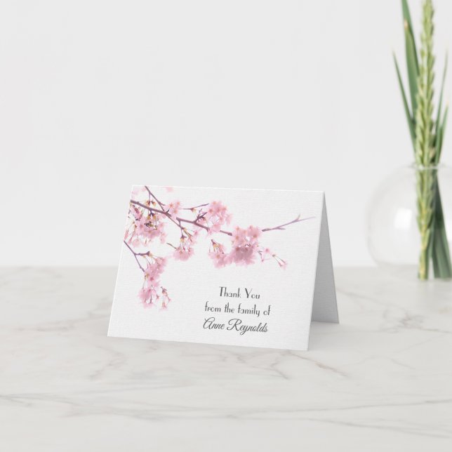 Cherry Blossoms Sympathy Thank You Card (Front)