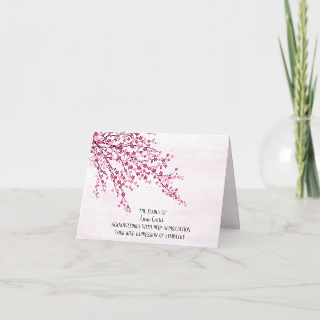 Cherry Blossoms Sympathy Thank You Card (Front)