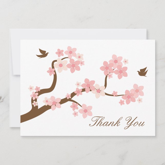 Cherry Blossoms Thank You Note Note Card (Front)