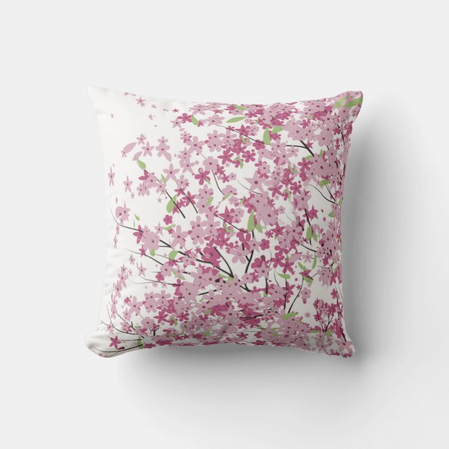 Cherry Blossoms Throw Pillow (Front)
