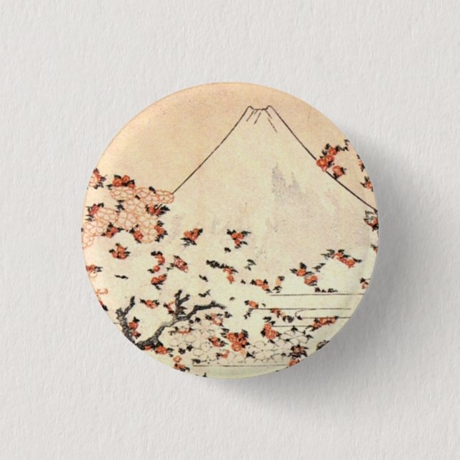 Cherry Blossoms under Mount Fuji 1 Inch Round Button (Front)