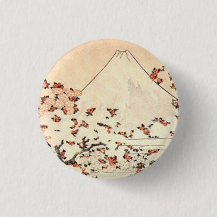 Cherry Blossoms under Mount Fuji 1 Inch Round Button