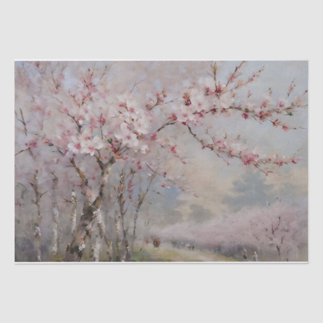 Cherry Blossoms Watercolor Decoupage  Tissue Paper (Front)