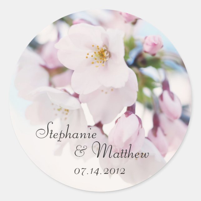 Cherry Blossoms Wedding Favour Label (Front)