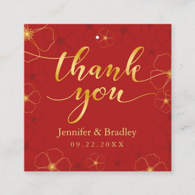 Cherry Blossoms Wedding Favour Tag | Custom Colour (Front)