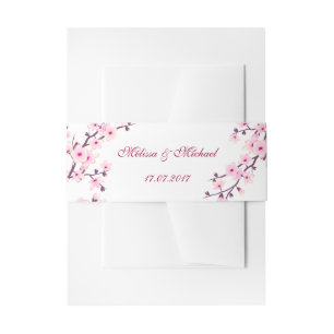 Cherry Blossoms Wedding Invitation Belly Band