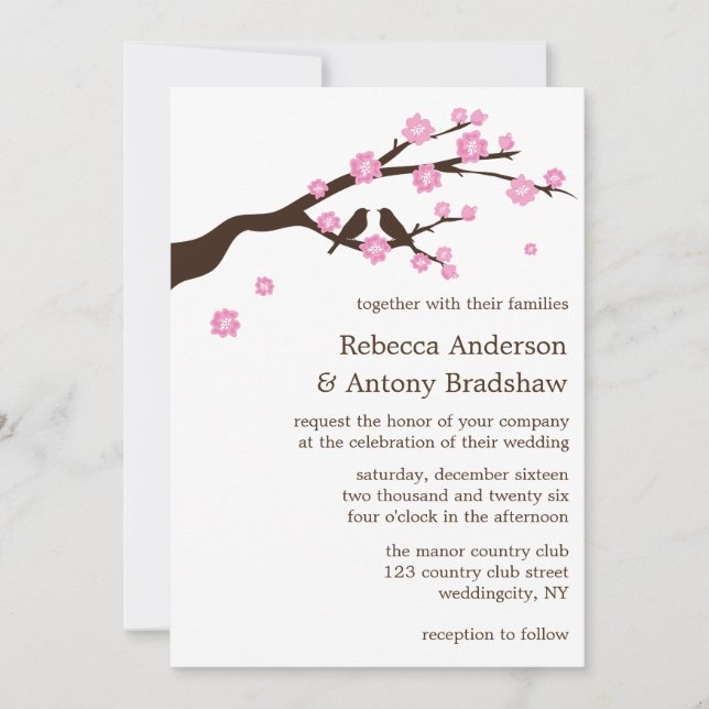 Cherry Blossoms Wedding Invitations (Front)