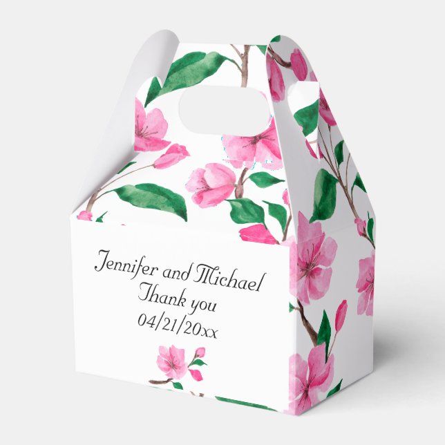 Cherry Blossoms Wedding Personalize Thank You Favor Box (Front Side)