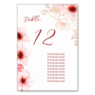 Cherry Blossoms  Wedding Table Number