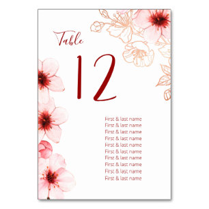 Cherry Blossoms  Wedding Table Number