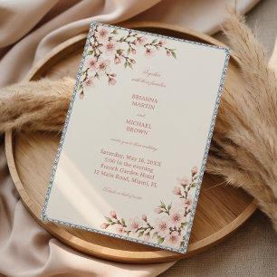 Cherry Blossoms Within Azure Tiles Invitation