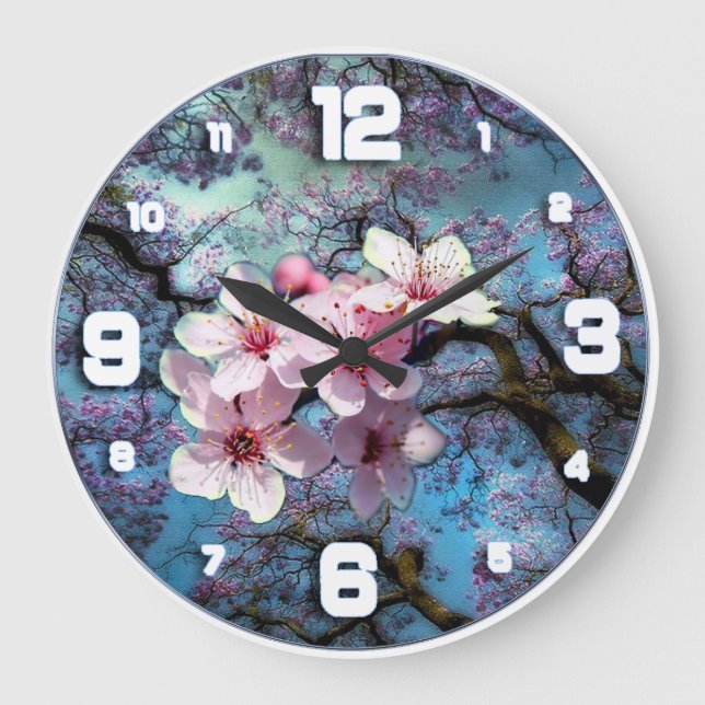 Cherry Blossums Large Clock (Front)