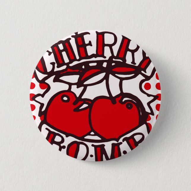 Cherry bomb design 2 inch round button (Front)