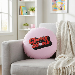 Cherry Bomb Round Pillow