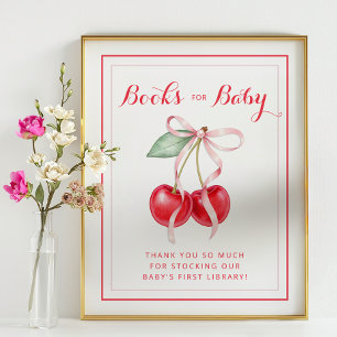 Cherry Books for Baby Shower Sign