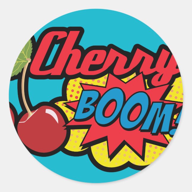 Cherry Boom!! Classic Round Sticker (Front)