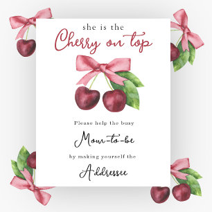 Cherry bow baby shower Mom to be addressee Poster