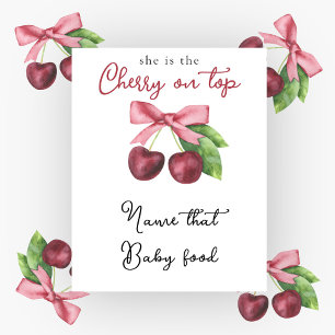 Cherry bow baby shower Name that baby food Poster