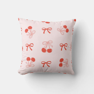 Cherry Bow Elegance Throw Pillow