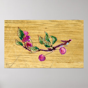 Cherry Branch on wood Poster