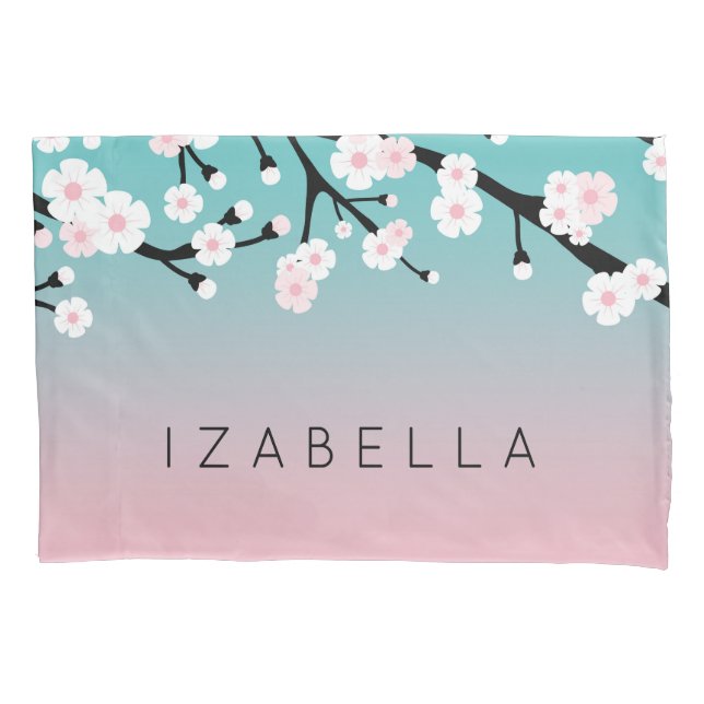 Cherry Branches Custom Name Pillowcase (Front)