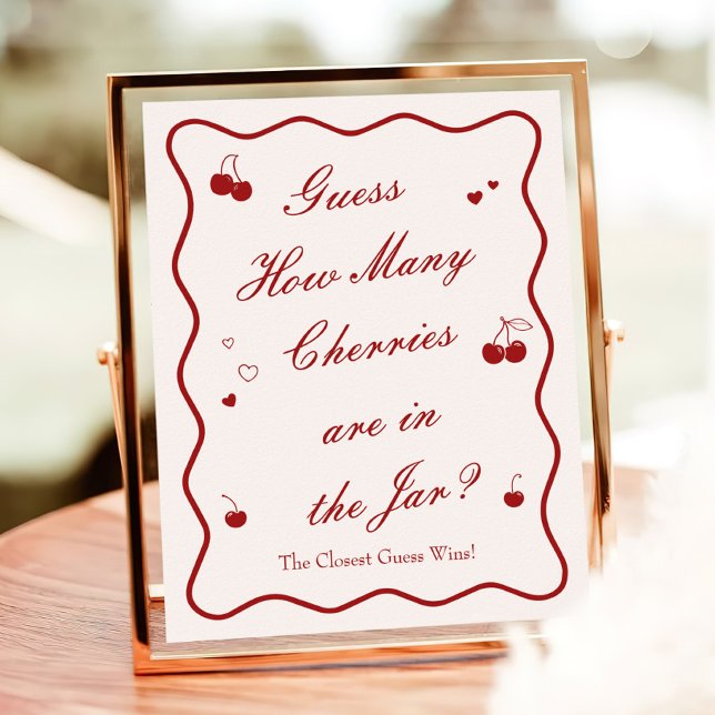 Cherry Bridal Shower Guess How Many Cherries Poster (Creator Uploaded)