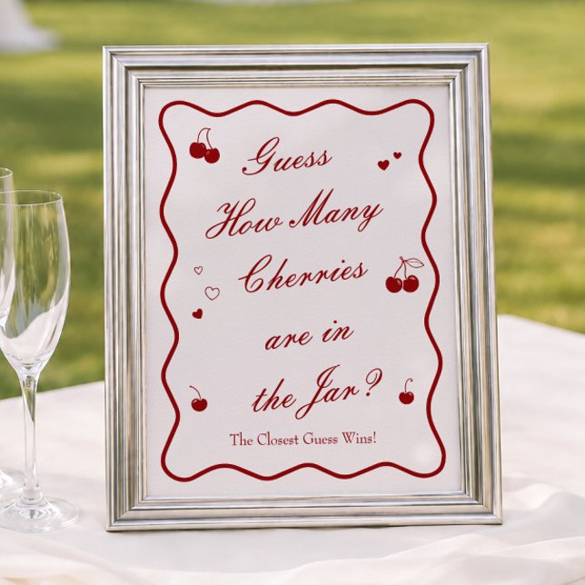 Cherry Bridal Shower Guess How Many Cherries Poster (Creator Uploaded)