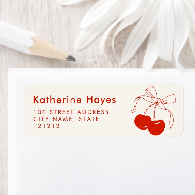 Cherry Bridal Shower Return Address Label (Insitu)