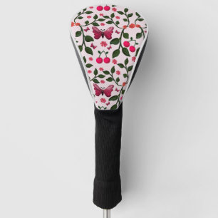 Cherry Butterfly Floral Seamless Pattern Golf Head Cover
