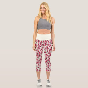Cherry Butterfly Kawaii Seamless Pattern Capri Leggings