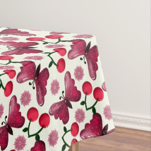 Cherry Butterfly Kawaii Seamless Pattern Tablecloth