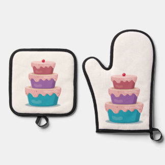 Cherry Cake Oven Mitt & Pot Holder Set