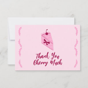Cherry Cake Pink Ruffle Bridal Shower Thank You Card