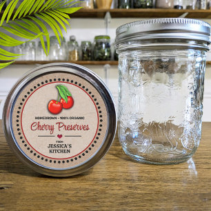 Cherry Canning Jar Kraft Paper Style Label