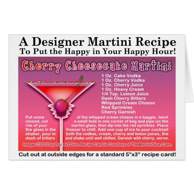 Cherry Cheesecake Martini Recipe Greeting Card (Front Horizontal)