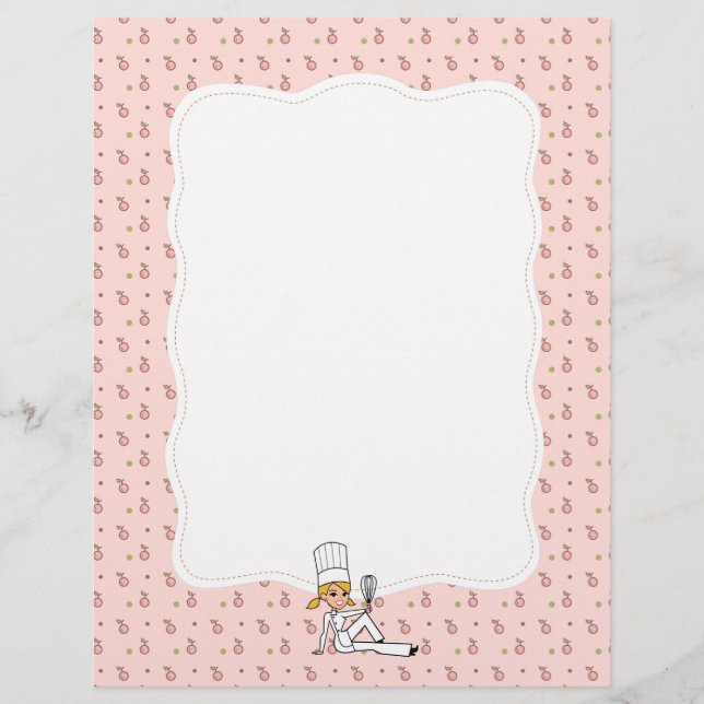 Cherry Chef Art Unlined Recipe Page (Front)